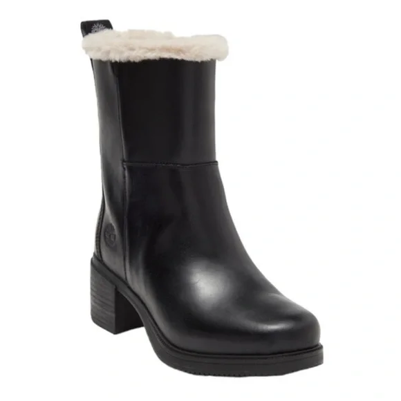 NIB Timberland Boots Dalston Vibe Faux Fur Lined Bootie Black Size 8 Brand New - Picture 5 of 16